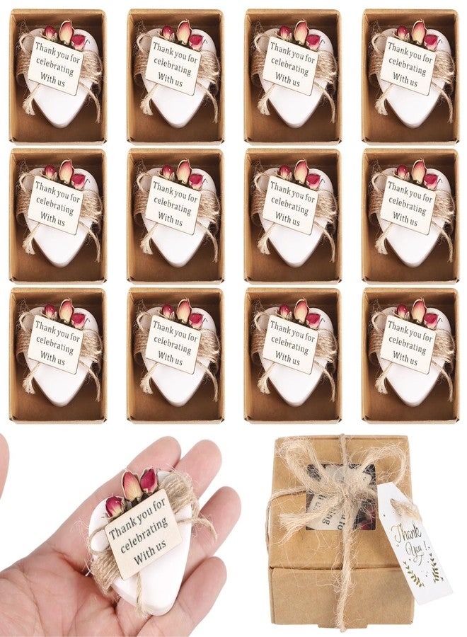 Homaisson Baby Shower Soap Favors Pack of 12, Baptism Favors, Bridal Shower Party Favors For Guests, Includes Thank You Tag & Dried Rose Bouquet, Packaged In Brown Kraft Box With Twine - Image 1