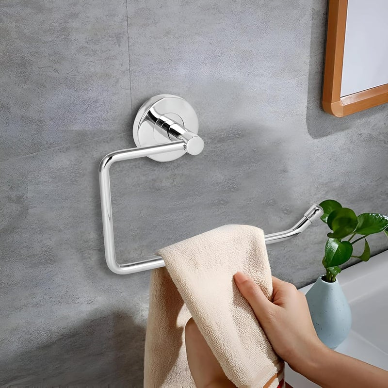 Pivalo Pivalo Stainless Steel Towel Ring Half Square Hand Towels Hanger Napkin Holder Stand Bathroom Accessories for Home Kitchen & Wash Basin  - Image 1