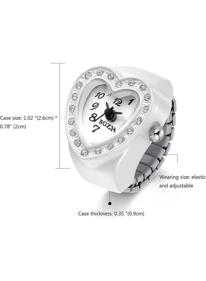 JewelryWe Men Women Finger Watch Round Analog Easy Read Quartz Finger Rings Watches, Adjustable Size Clock Ring - Image 2