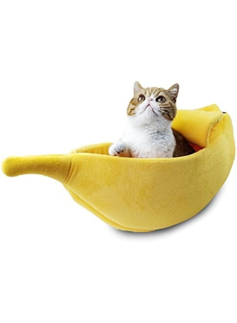 سرير قطط ناعم على شكل موزة - حجم صغير | كبسولة نوم مريحة وممتعة للقطط الصغيرة والقطط الصغيرة - Image 1