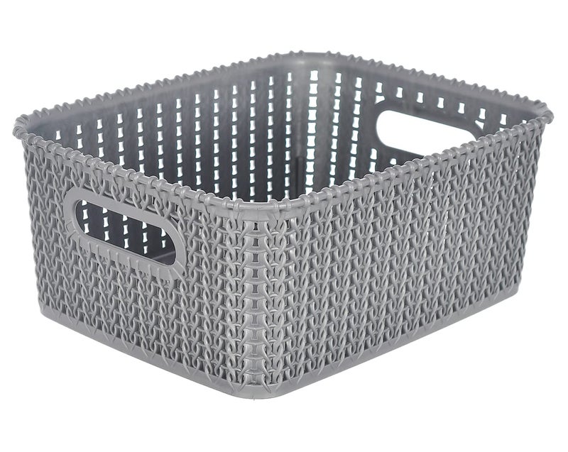 Kuber Industries Heart Home Multiuses Large M 20 Plastic Basket/Organizer With Lid (Grey) -46HH069  - Image 3