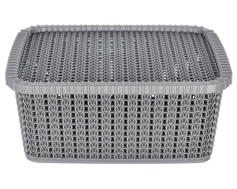 Kuber Industries Heart Home Multiuses Large M 20 Plastic Basket/Organizer With Lid (Grey) -46HH069  - Image 2
