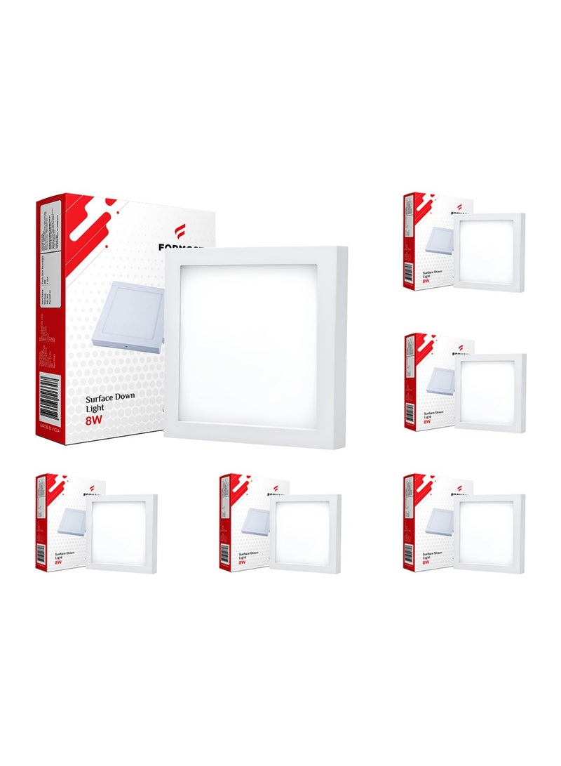 FORMOST FORMOST Surface Down Light LED Square 8W| Surge Protection 4KV | Long Lasting Downlighter for Home Shops and Hotels Ceiling | Durable and Sustainable | 2 Years Warranty | Warm White | Pack of 6  - Image 1