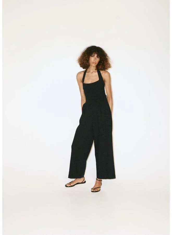 Mango Halter-Neck Jumpsuit With Belt