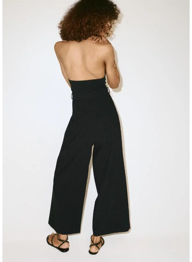 Mango Halter-Neck Jumpsuit With Belt
