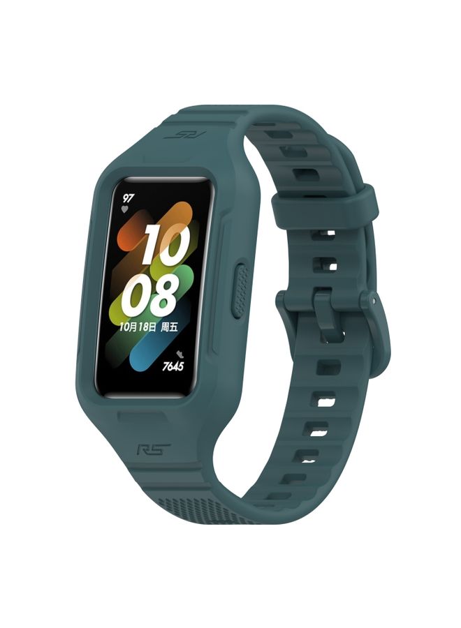 Replacement Strap For Huawei Band 8 / 7 Solid Color Silicone Integrated Watch Band Ink Blue