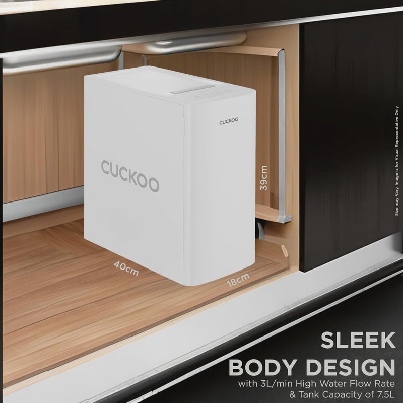 Cuckoo منقي مياه CUCKOO Yuva UTC RO UV متعدد المراحل للاستخدام المنزلي والمطبخ تحت الحوض مع صنبور لمسة رقمية معدل استرداد مياه مرتفع علامة تجارية كورية CP YR701UW أبيض - Image 4