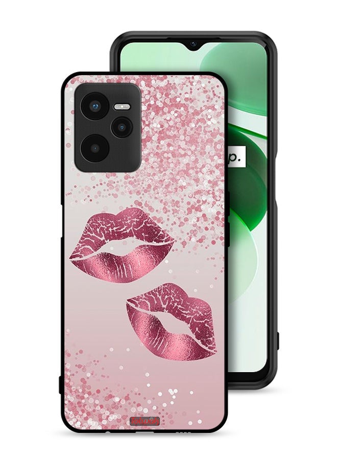 Tolwak Realme C35 Protective Case Cover Glitter Lips - Image 1