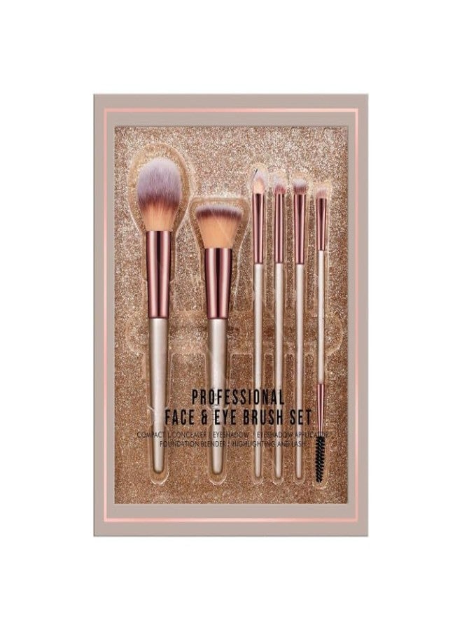 JUPREV Synthetic Bristle, Professional Face and Eye Makeup Brushes, | for Cream, Liquid and Powder Formulation (Set of 6) (Golden) - Image 1