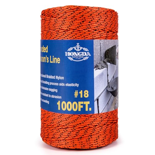 HONGDA Professional Masonry String Lines, 1000 Feet #18 Bonded Braided Nylon Mason Line, Durable and Versatile String for Masonry, Construction, Gardening, and DIY Projects - Image 1
