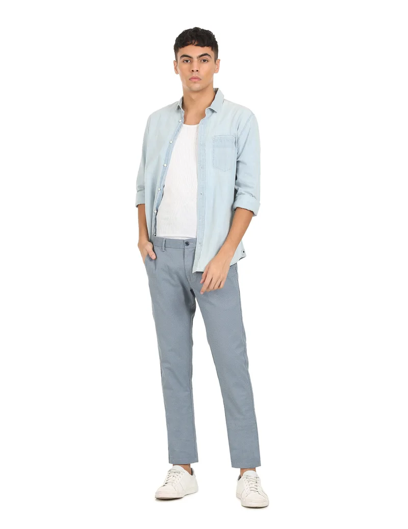 Arrow  Mid Rise Patterned Casual Trousers for Men | Best Price UAE