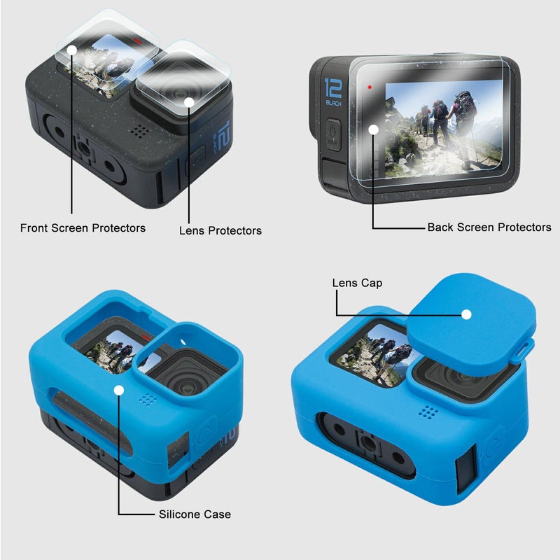 Suptig Protective Case, Silicone Case Compatible for GoPro Hero 12/11/10/9 Black (Blue), RSX-428 - Image 2