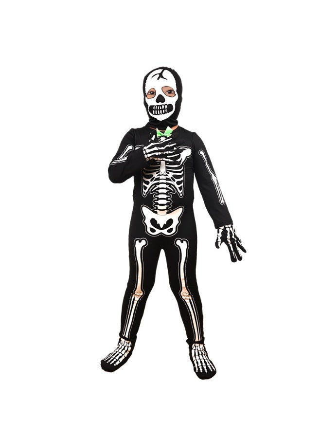 NIBEMINENT Summer black glow-in-the-dark skeleton costume for European and American children's Halloween costumes - Image 1