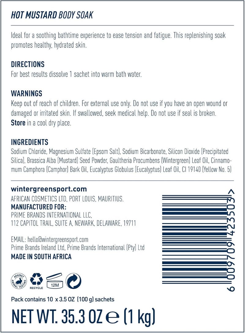 Wintergreen Hot Mustard Body Soak 10 x 100g Sachets Warming Soak with Mustard Seed Powder Magnesium and Essential Oils Fatigue Relief to Ease Tension and Soothe Muscles PostWorkout Recovery - Image 2