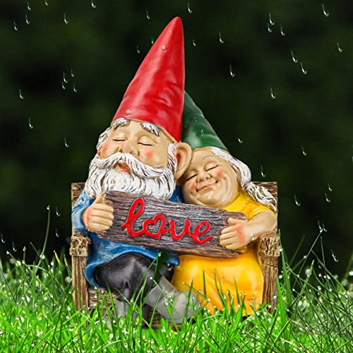Smadeer Garden gnome statue for outdoor decor,Couple in love gnomes figurine for patio lawn yard garden outdoor decoration,garden sculptures & statues,knome romantic indoor ornament forever lover gift - Image 3