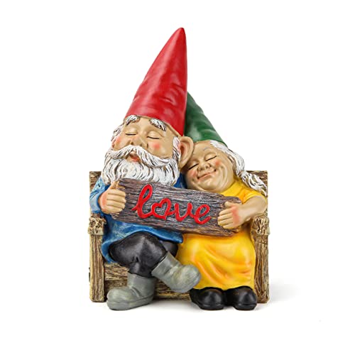 Smadeer Garden gnome statue for outdoor decor,Couple in love gnomes figurine for patio lawn yard garden outdoor decoration,garden sculptures & statues,knome romantic indoor ornament forever lover gift - Image 1
