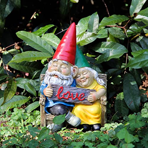 Smadeer Garden gnome statue for outdoor decor,Couple in love gnomes figurine for patio lawn yard garden outdoor decoration,garden sculptures & statues,knome romantic indoor ornament forever lover gift - Image 4