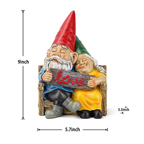 Smadeer Garden gnome statue for outdoor decor,Couple in love gnomes figurine for patio lawn yard garden outdoor decoration,garden sculptures & statues,knome romantic indoor ornament forever lover gift - Image 2