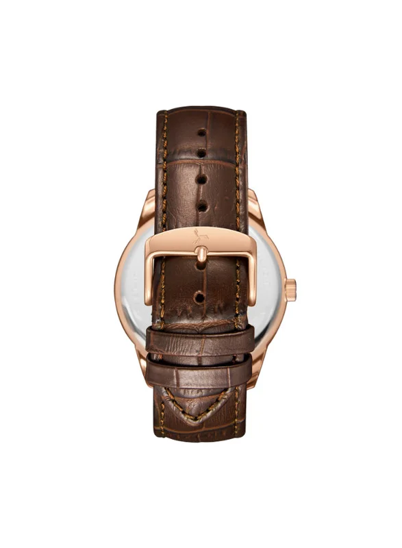 TORNADO Men's Leather Analog Watch T24007-RLDW - 42.5 mm