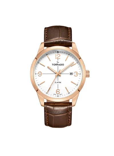 تورنيدو ساعة يد جلدية للرجال تناظرية - - . مم
