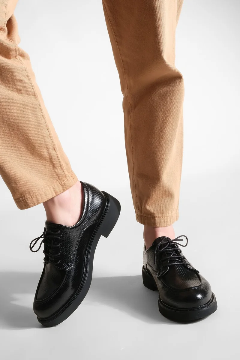 مارجين Women's Oxford Shoes Lace-up Masculine Casual Shoes Nesan