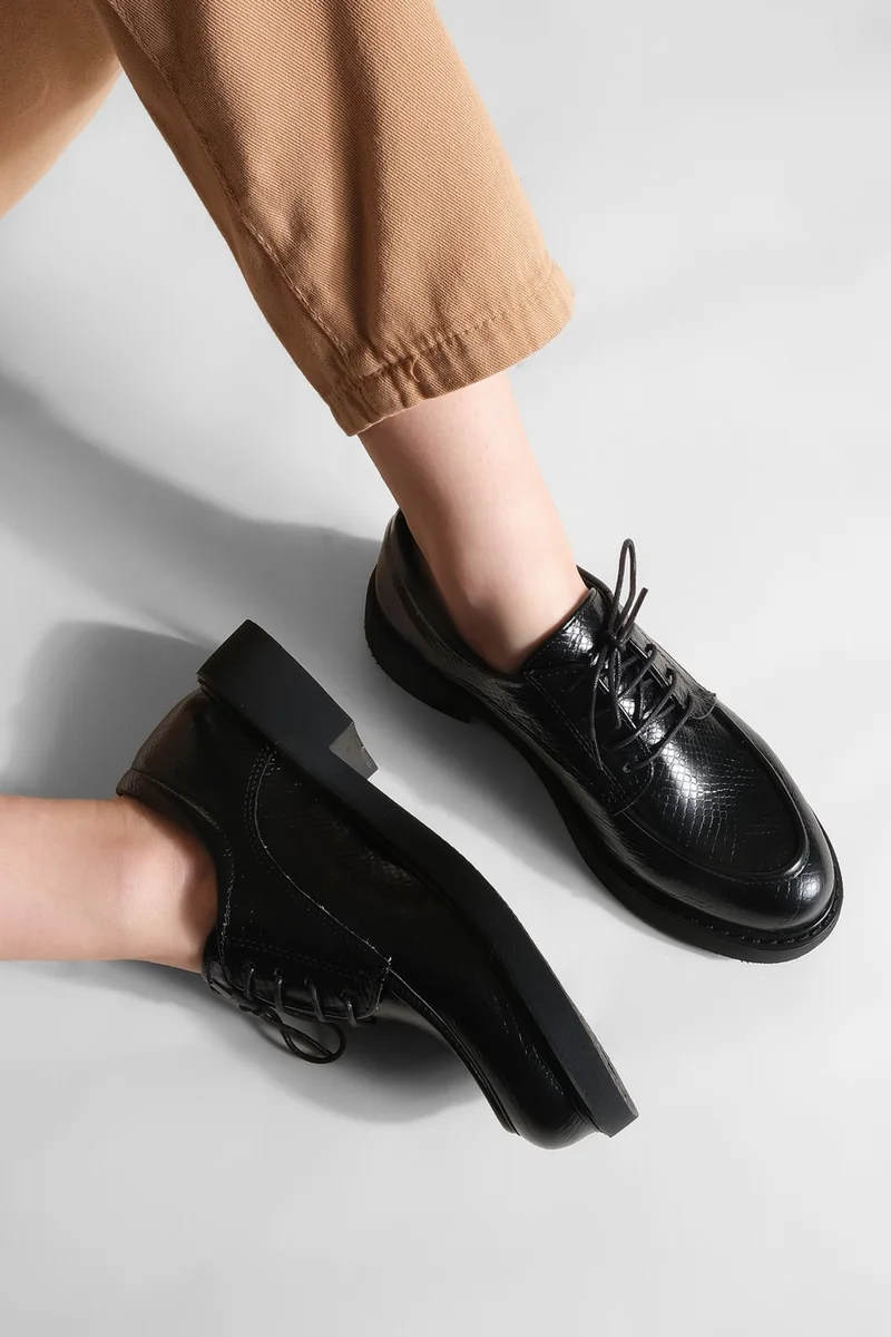 مارجين Women's Oxford Shoes Lace-up Masculine Casual Shoes Nesan