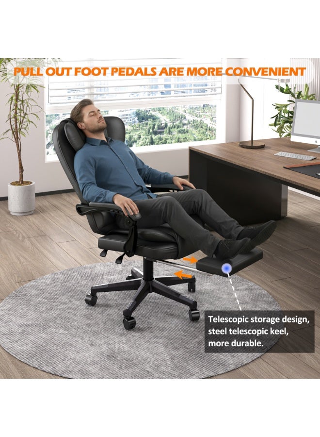 Amoyls Premium Ergonomic Office Chair & Computer Chair with PU Leather, Multi-Angle Reclining Backrest, Adjustable Height, and Retractable Foot Pedals for Ultimate Comfort and Durability - Image 5