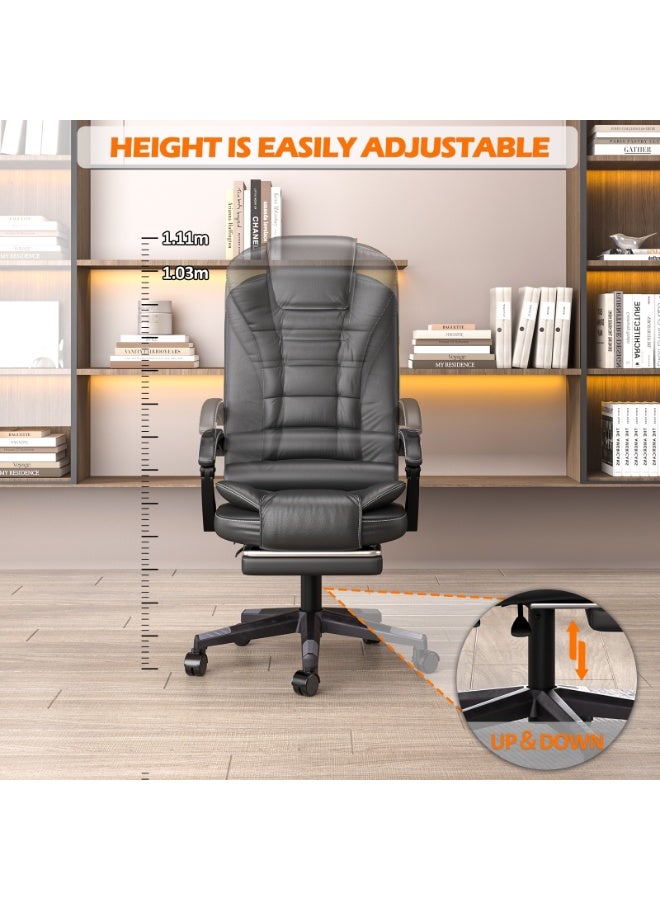 Amoyls Premium Ergonomic Office Chair & Computer Chair with PU Leather, Multi-Angle Reclining Backrest, Adjustable Height, and Retractable Foot Pedals for Ultimate Comfort and Durability - Image 4