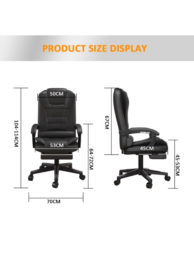 Amoyls Premium Ergonomic Office Chair & Computer Chair with PU Leather, Multi-Angle Reclining Backrest, Adjustable Height, and Retractable Foot Pedals for Ultimate Comfort and Durability - Image 2