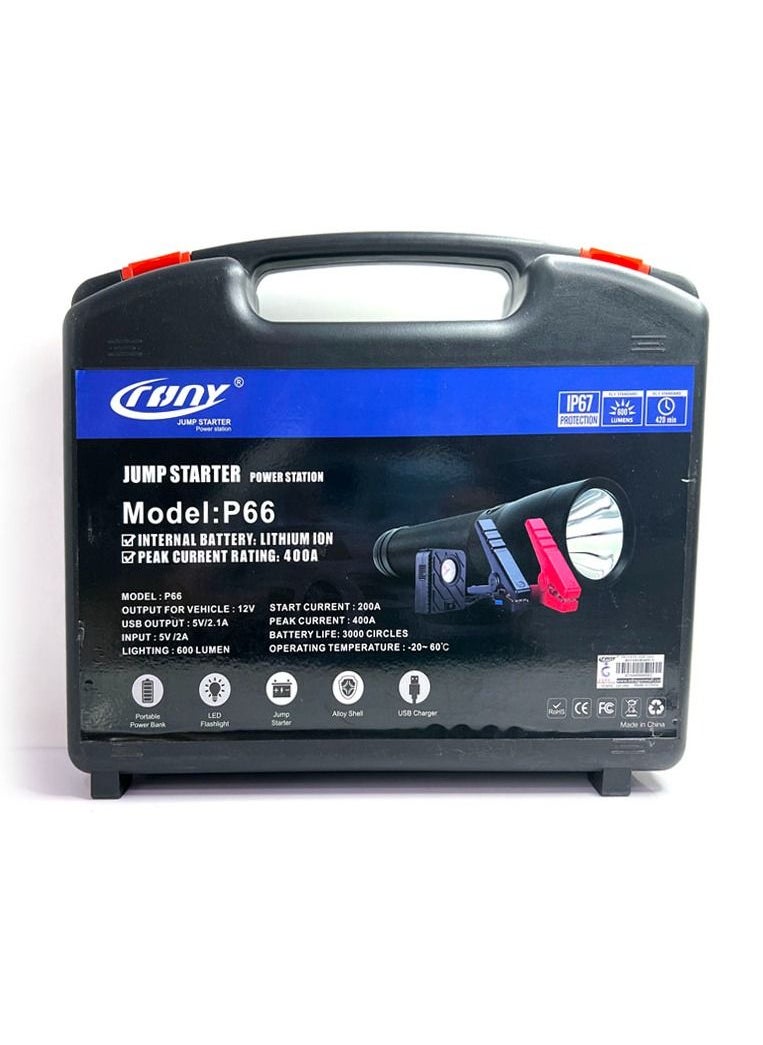 Crony P66 Circle+Air Jumper Starter لجميع السيارات بجهد 12 فولت مع مضخة باور بانك  - Image 1