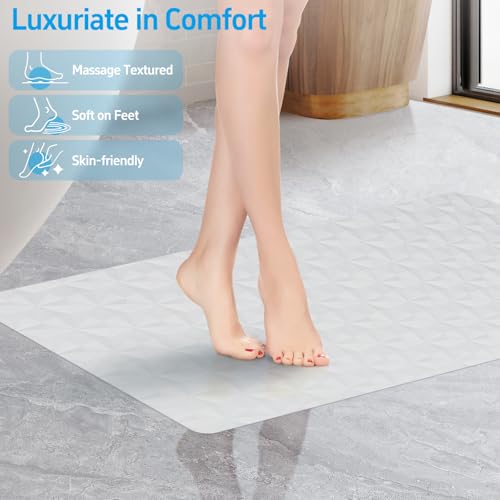 WRISIN Non Slip Bathtub Mat for Bath Tub Shower - Natural Rubber Mat with 241 Suction Cups - Soft Bathroom Safety Mat - Unique Diamond Pattern - Fatigue Relief - Machine Washable - 16 × 28 Inch - Image 4
