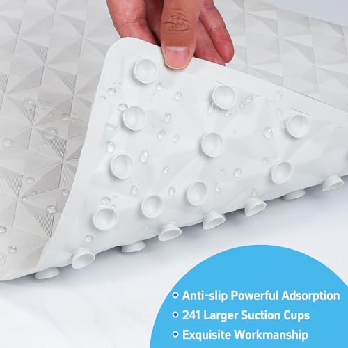 WRISIN Non Slip Bathtub Mat for Bath Tub Shower - Natural Rubber Mat with 241 Suction Cups - Soft Bathroom Safety Mat - Unique Diamond Pattern - Fatigue Relief - Machine Washable - 16 × 28 Inch - Image 3