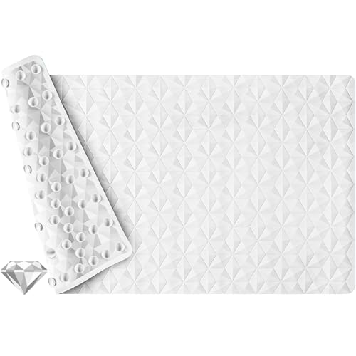 WRISIN Non Slip Bathtub Mat for Bath Tub Shower - Natural Rubber Mat with 241 Suction Cups - Soft Bathroom Safety Mat - Unique Diamond Pattern - Fatigue Relief - Machine Washable - 16 × 28 Inch - Image 1