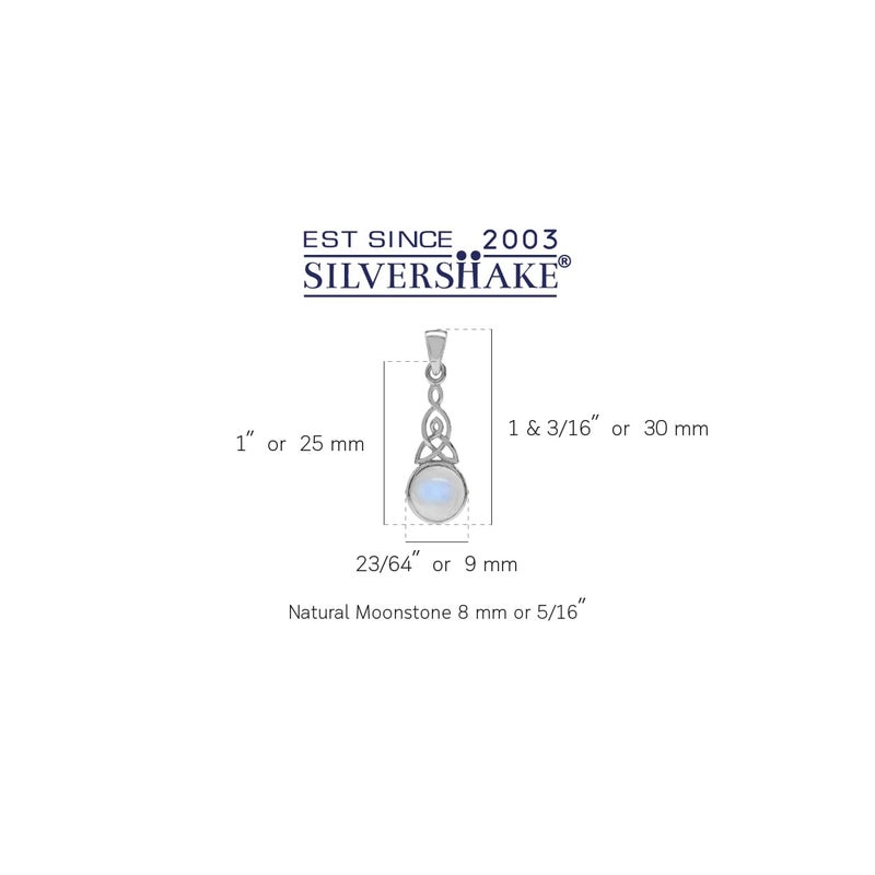 Silvershake Natural Moonstone 925 Sterling Silver Triquetra Celtic Knot Pendant - Image 2