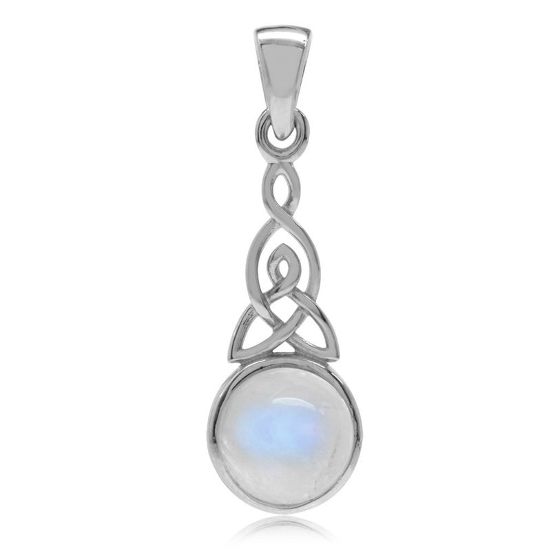 Silvershake Natural Moonstone 925 Sterling Silver Triquetra Celtic Knot Pendant - Image 1