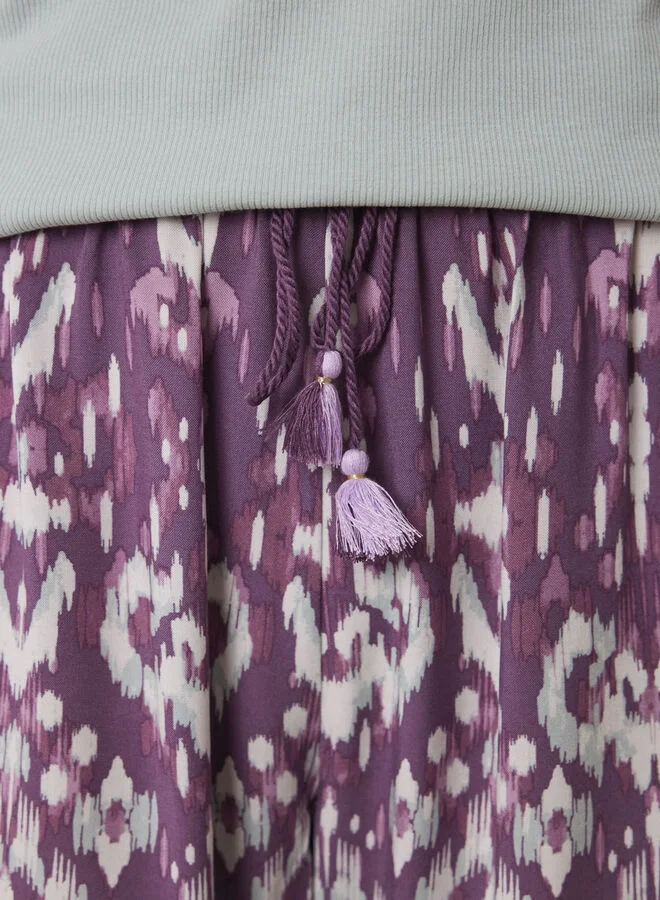 women'secret Long viscose trousers with ikat print