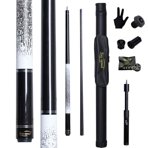 Ray speed Carbon Fiber Pool Cue Stick 125mm Rainbow Tip Low Deflection Pool Stick with Uniloc Pin Joint and Extension Pool Stick20 oz - Image 1