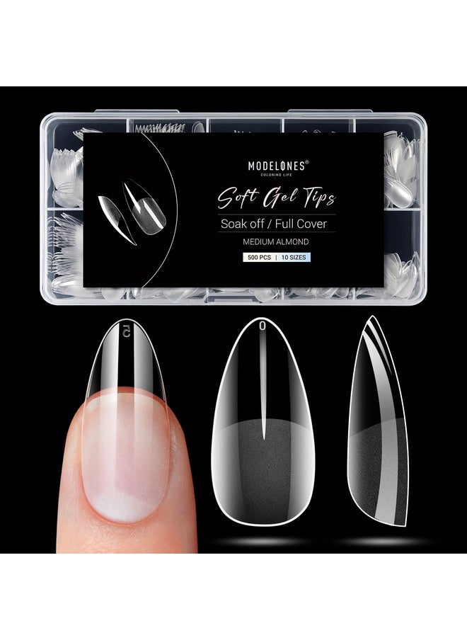 modelones 500Pcs Medium Almond Nail Tips Preshaped Half Matte Full Cover Acrylic Gel Kit False Nail Tip Press On Nails For Nail Extension Diy Salon  - Image 1