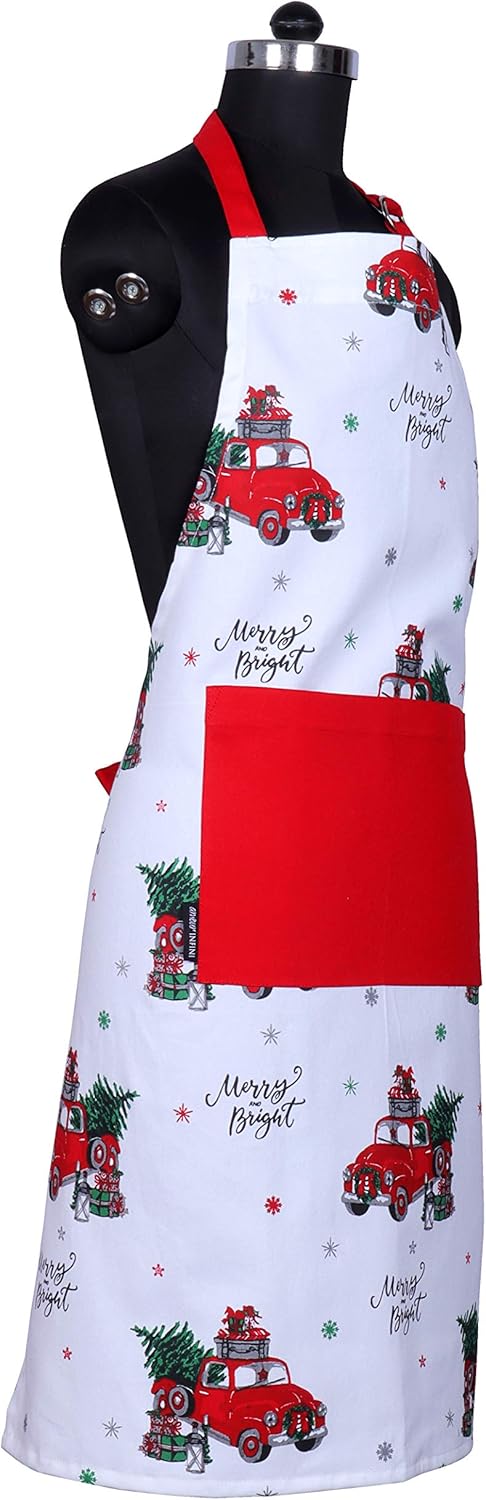 AMOUR INFINI AMOUR INFINI Oven Mitts and Pot Holders with Chef Apron and Kitchen Towel 5 Piece Washable  Reusable Christmas Kitchen Decor Gift Set for Festive Cooking  Decorative Design  Functional - Image 2