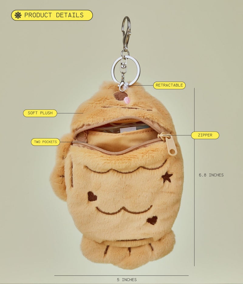 Mandu Deco Taiyaki Plush Photocard Holder, Japanese Fish Waffle Snack Soft Plush Photocard Holder Cover Protective Case Card Sleeve, Two Pockets, fits toploaders and airpods - Image 2