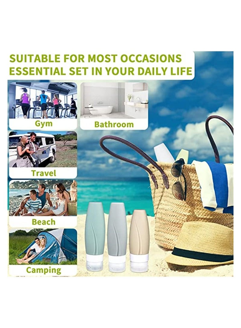 Travel Bottles Set, TSA Approved Silicone-Squeezable Travel Containers for Toiletries, Leak-Proof Refillable Travel Accessories for Shampoo Conditioner Lotion Body Wash (2oz+3oz, Set of 5) - Image 5