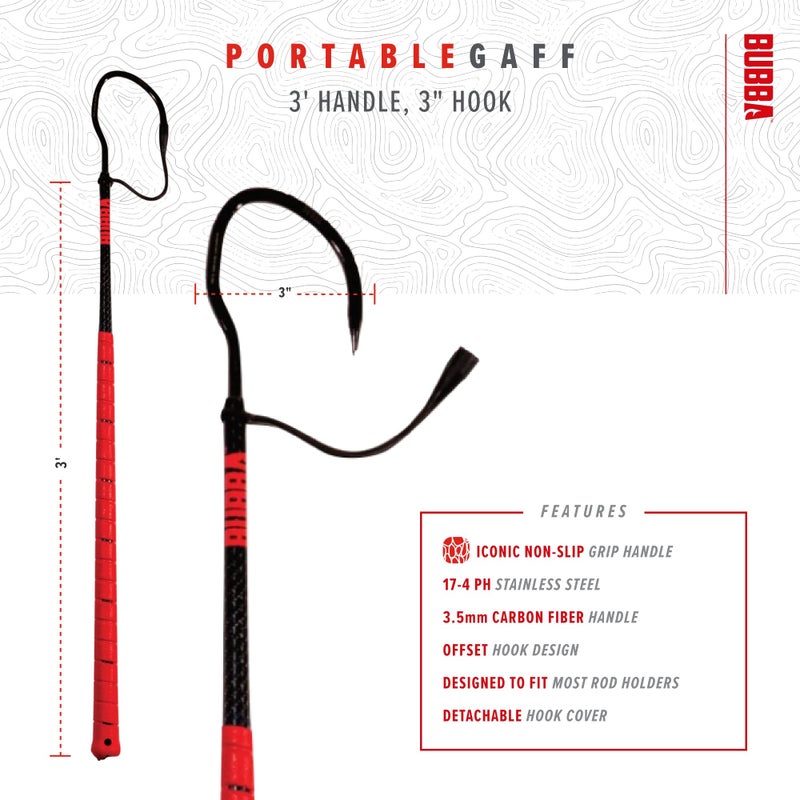 BUBBA Portable Gaff with Stainless Steel Offset Hook, Non-Slip Grip Handle and Carbon Fiber Shaft for Fishing, Boating and Outdoors - Image 3
