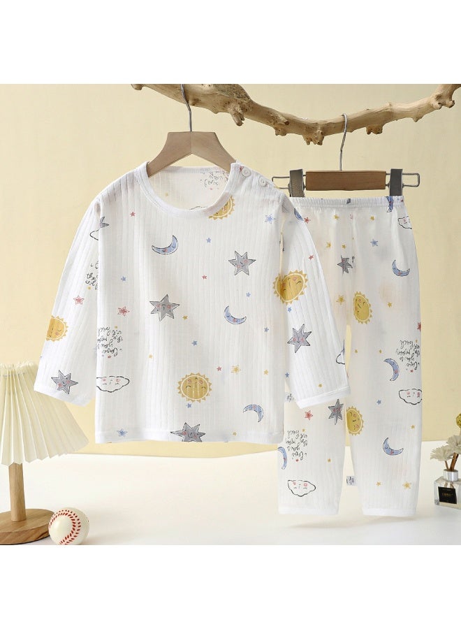 Children's Baby's Pajamas Set Pure Cotton Air-conditioning Clothing For Men And Women Children Class A Long-sleeved Spring And Summer Thin Home Clothes