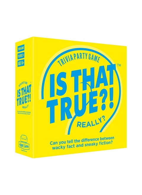 Hygge Games, is That True?! - Can You Tell The Difference Between Wacky fact and Sneaky Fiction? - Trivia Party Game, Yellow (21125)