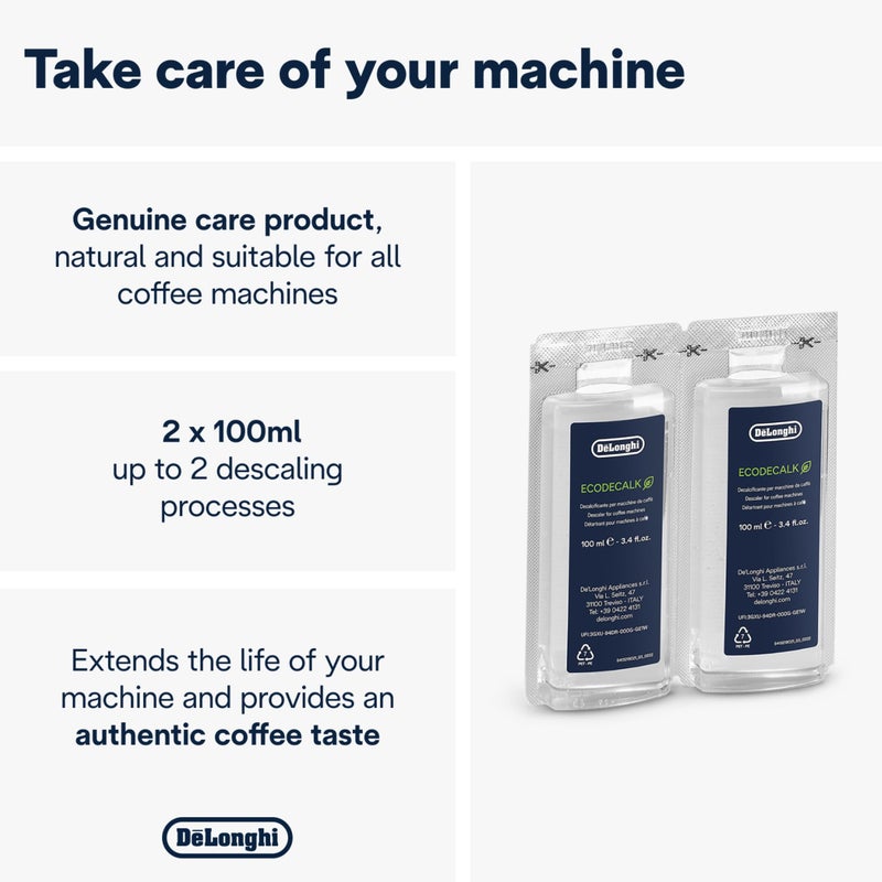 De'Longhi Ecodecalk Descaler  Eco-Friendly Universal Descaling Solution For Coffee & Espresso Machines  2-Pack (1 Use Per Pack) - Image 2