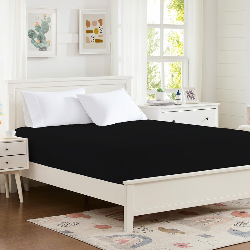 Hotella 100 Microfiber 60x80 Queen Size Fitted Sheet Only Hotel Quality Deep Pocket Bottom Sheet Up to 14 inch Bedding Matress Protector Machine Washable and NonFade Stay in PlaceBlack