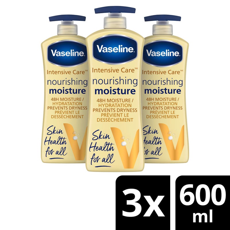 Vaseline Intensive Care Nourishing Moisture Body Lotion for Dry Skin, Made with Ultra-Hydrating Lipids + Pure Oat Extract for Nourished, Healthy-Looking Skin 20.3 oz, 3ct - Image 2