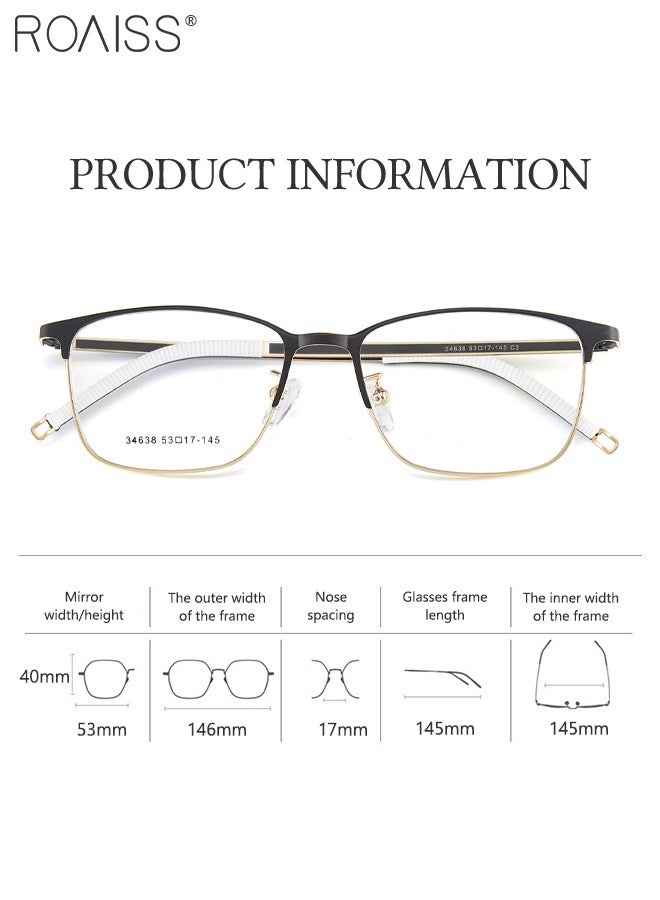 رويس نظارات رجالية للأعمال، فلتر الضوء الأزرق، قراءة الكمبيوتر، الألعاب، التلفزيون، الهواتف، نظارات مستطيلة، نظارات مضادة لإجهاد العين، نظارات الصداع، نظارات كلاسيكية، أسود ذهبية - Image 3