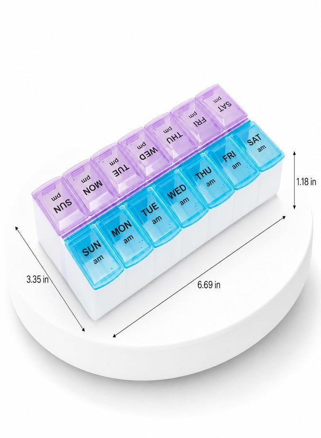 Gtheimn Extra Large 7 Day Pill Organizer AM PM, Weekly Pill Box Twice a Day, Daily Medication Dispenser and Pill Case for Vitamins, Fish Oil, Supplements (Purple/Blue - Image 2