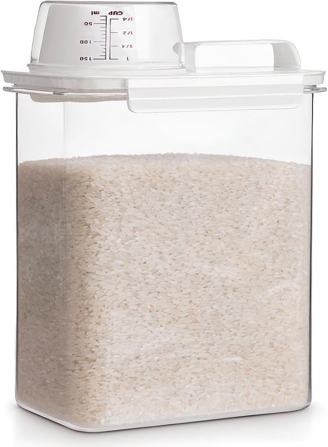 SHIELD PLUS Rice Container Bin with Pour Spout Plastic Clear 2KG（White）(1Pcs) - Image 1